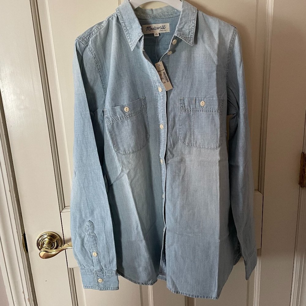 NWT Madewell Slim Ex Boyfriend Chambray Shirt Sz S